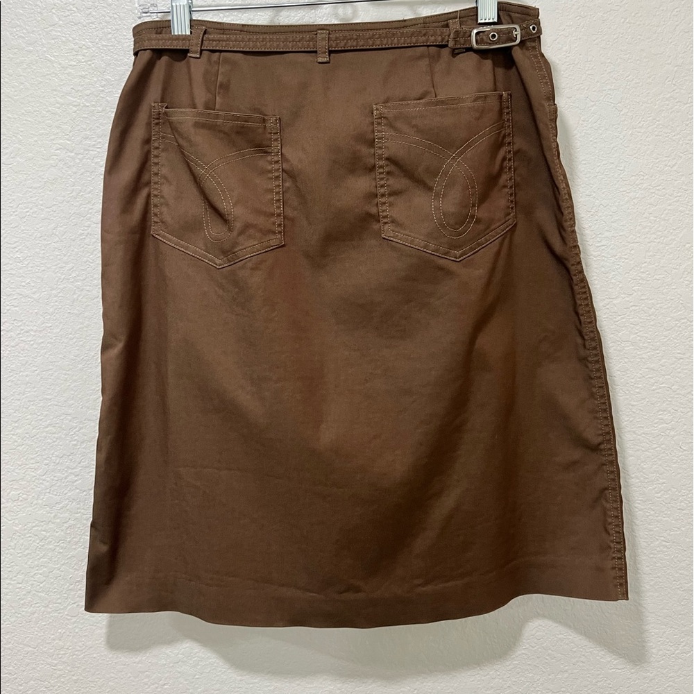 Anthropologie Cynthia Steffe Khaki Belted A Line Pencil Skirt - Picture 7 of 14